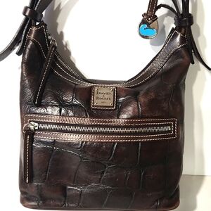 Dooney & Bourke Dark Brown Croc-Embossed Shoulder Bag